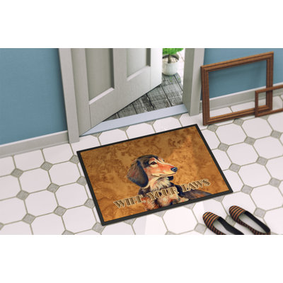 Tapis de porte intérieur anti-dérapants en chocolat teckel wipe Longhair