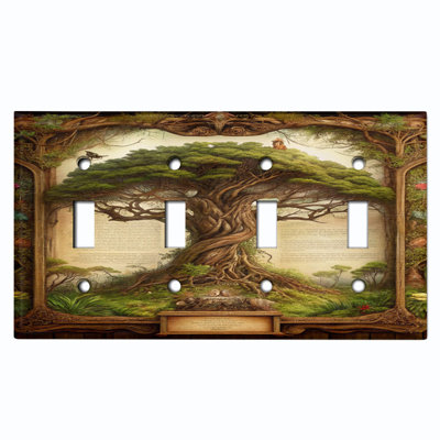 Couvercle de plaque d'interrupteur en métal; Bascule à 4 bandes US standard - arbre de conte de fées