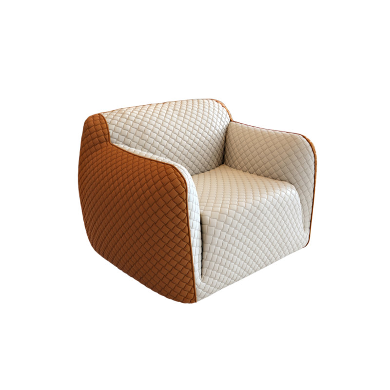 Canapé lumineux et luxueux, Orange/Off-White Faux Leather