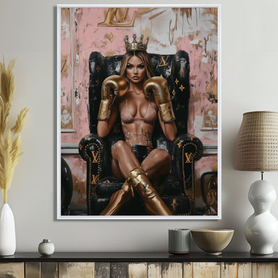 «Brown Boxing Diva - Fashion Girl Power», impression murale