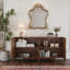 Buffet 63 "à motif de vagues moderne avec 4 portes, tablettes réglables et finition grain de bois noyer