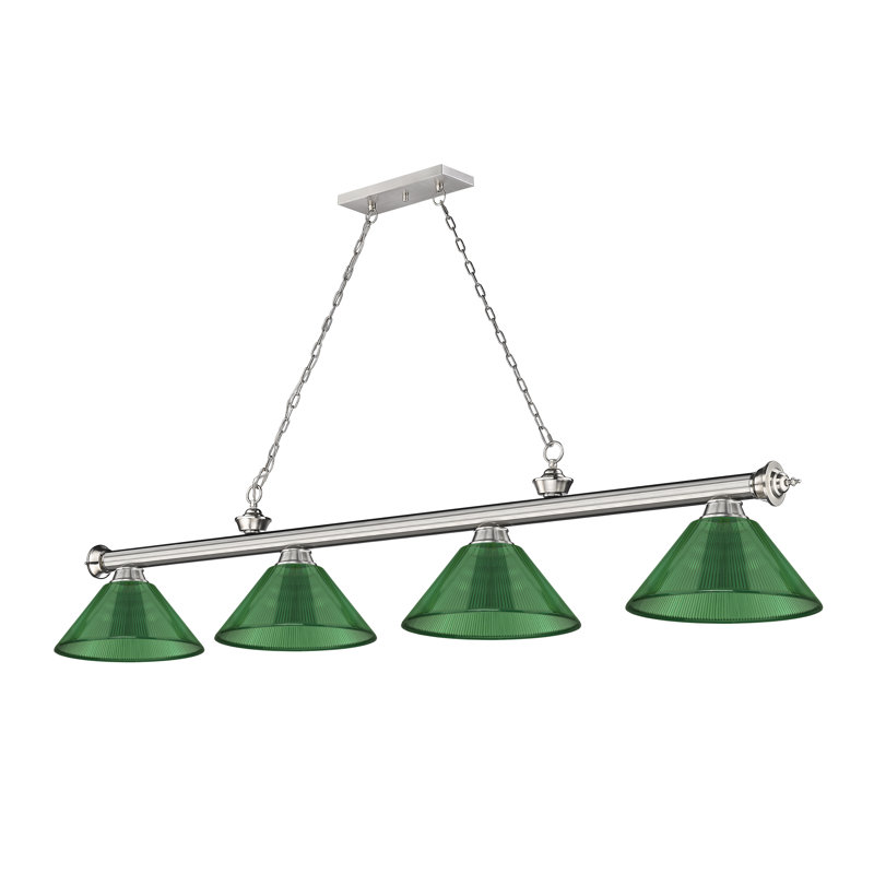 Billard 4 lumières Annaleisa, Vert, Nickel brossé