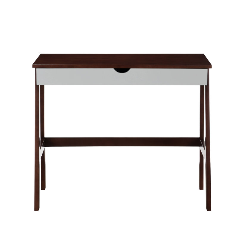 Solid Wood Base Computer Desk, Espresso/Gray