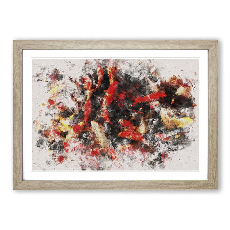 Many Fish - Picture Frame Graphic Art, 36cm H x 48cm W x 2cm D, Oak Framed