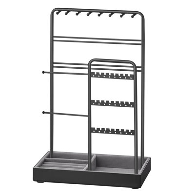 Jewelry Holder, Jewelry Organizer, Jewelry Display Stand With Metal Frame And Velvet Tray, Necklace Earring Bracelet Holder, For Studs, Rings, Gift Idea