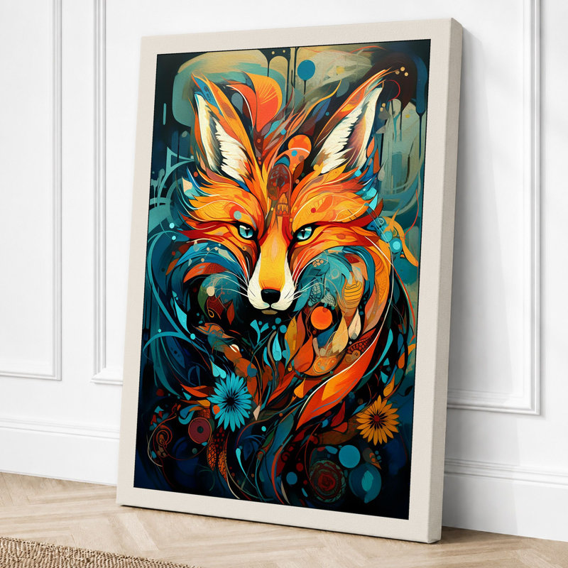 Mystic Fox Spirit Boho - Print, 24x16 - 61.0 x 40.6 cm, Cream Border