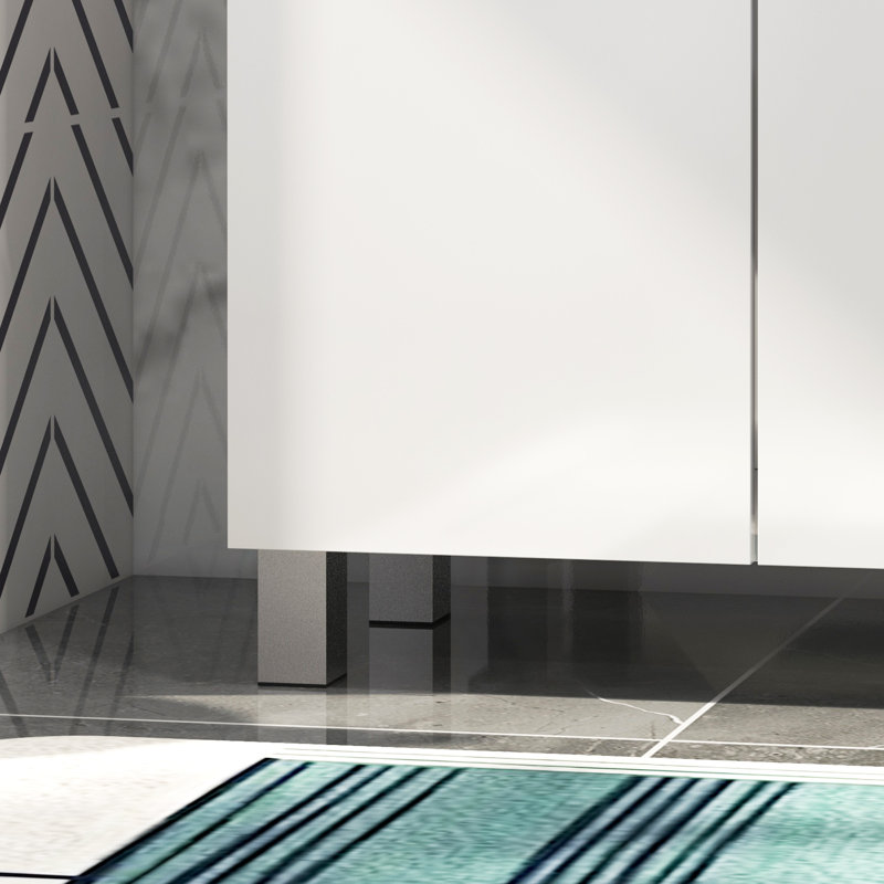 kleankin High Gloss Bathroom Storage Cabinet with Adjustable Shelf, White