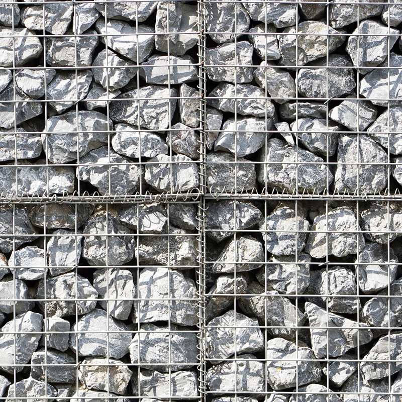 Agneza 127cm H x 254cm W Silver Metal Gabion Wall