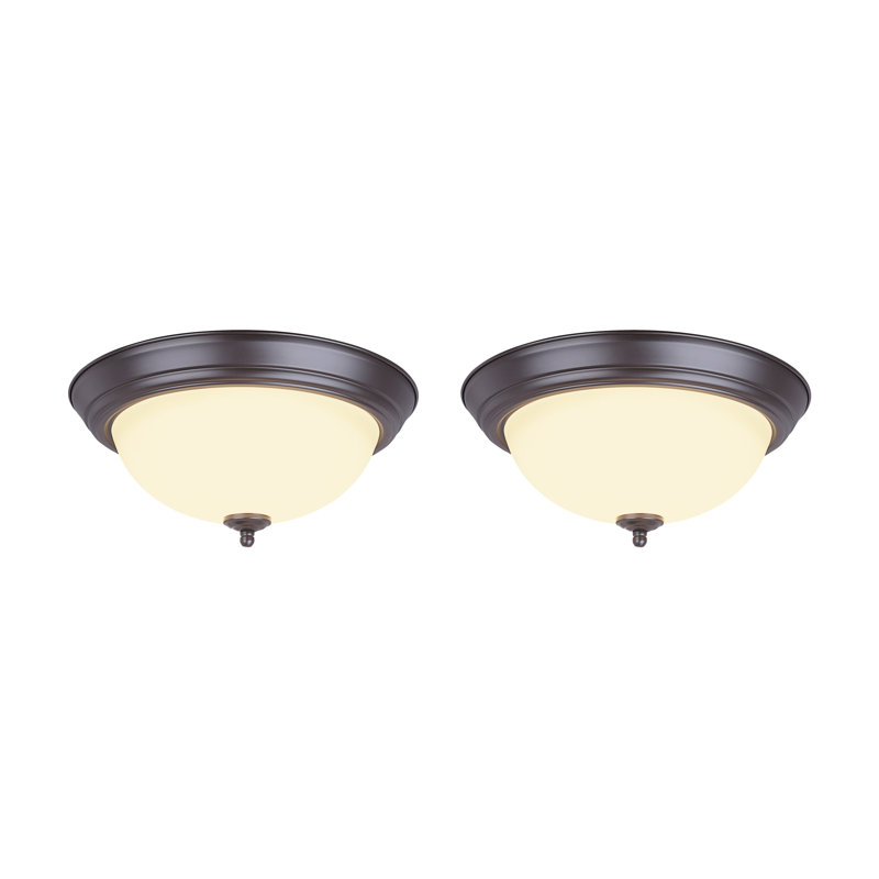 Almaraz Glass LED Flush Mount, Bronze, 5.5" H x 13" W x 13" D
