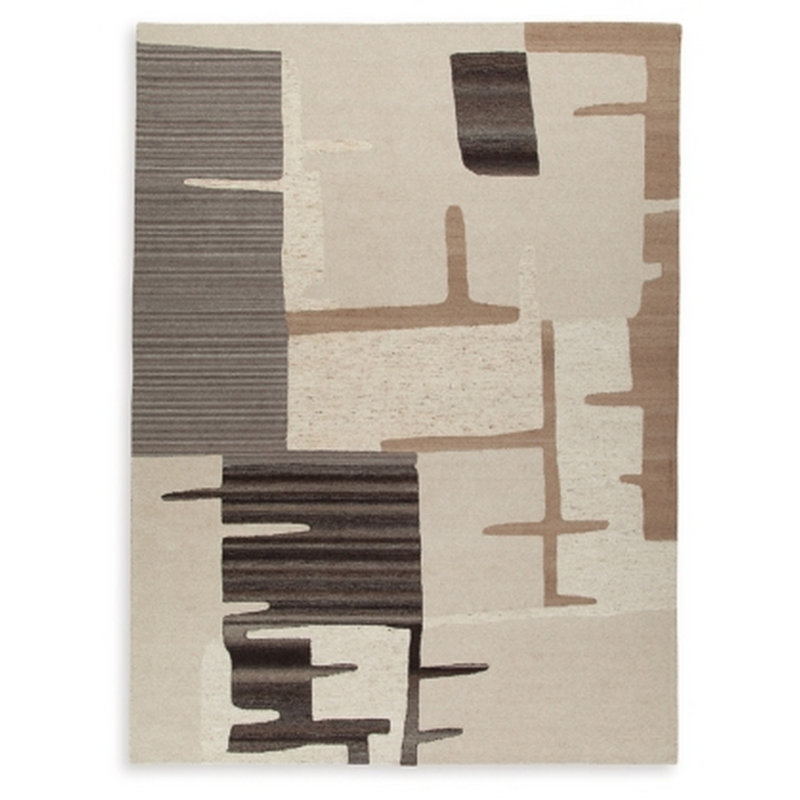 Tapis moyen Keny, motif abstrait beige d'inspiration mondiale, Rectangle 10 pi x 14 pi