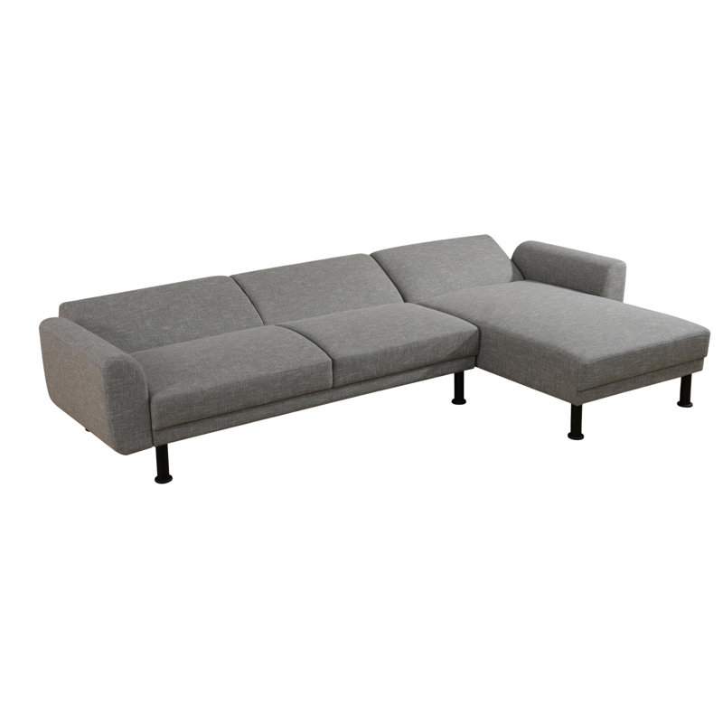 113" 2-Piece L-Shaped Convertible Sleeper Sectional, Gray Linen
