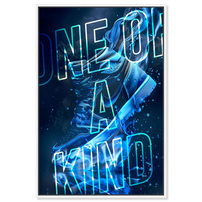One Of A Kind Blue Drip Sneaker Man Cave Artwork by Notoriart