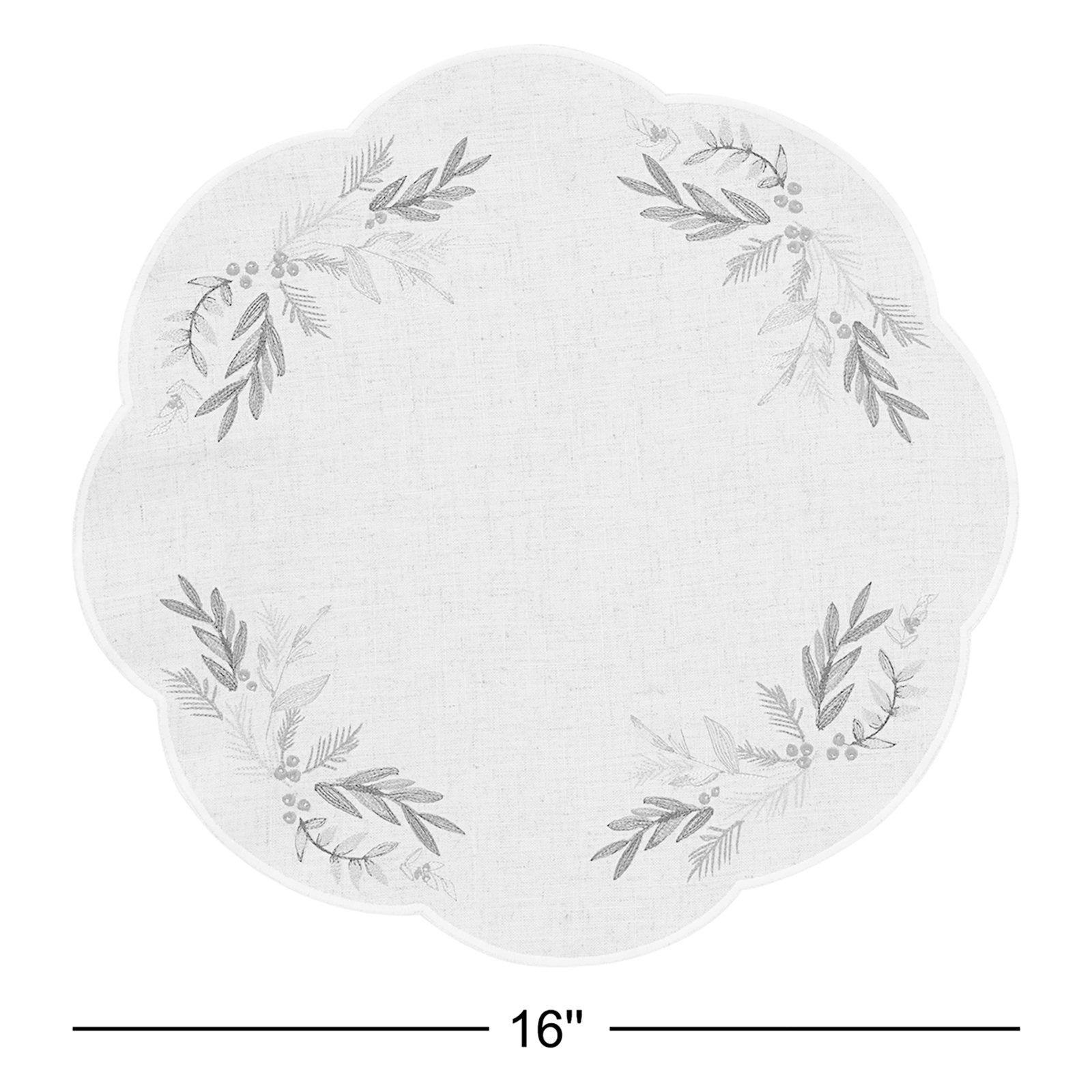 Lenox French Perle Holly Embroidered Placemat 4 Pack Set