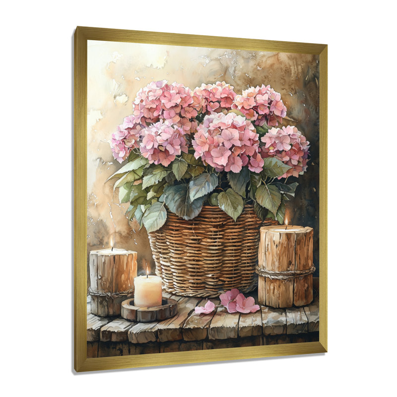 Hockett - impressions murales florales, H 32 po x l 24 po, Reproduction encadrée sans passe-partout, Doré