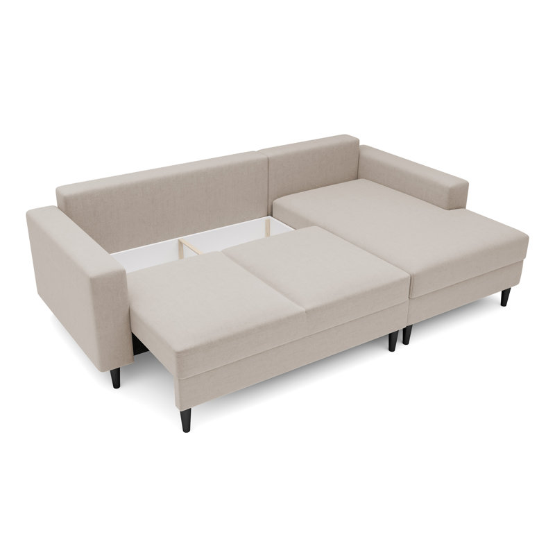 Ajten 3 Seater Velvet Sofa Bed, Right Hand Facing, Beige