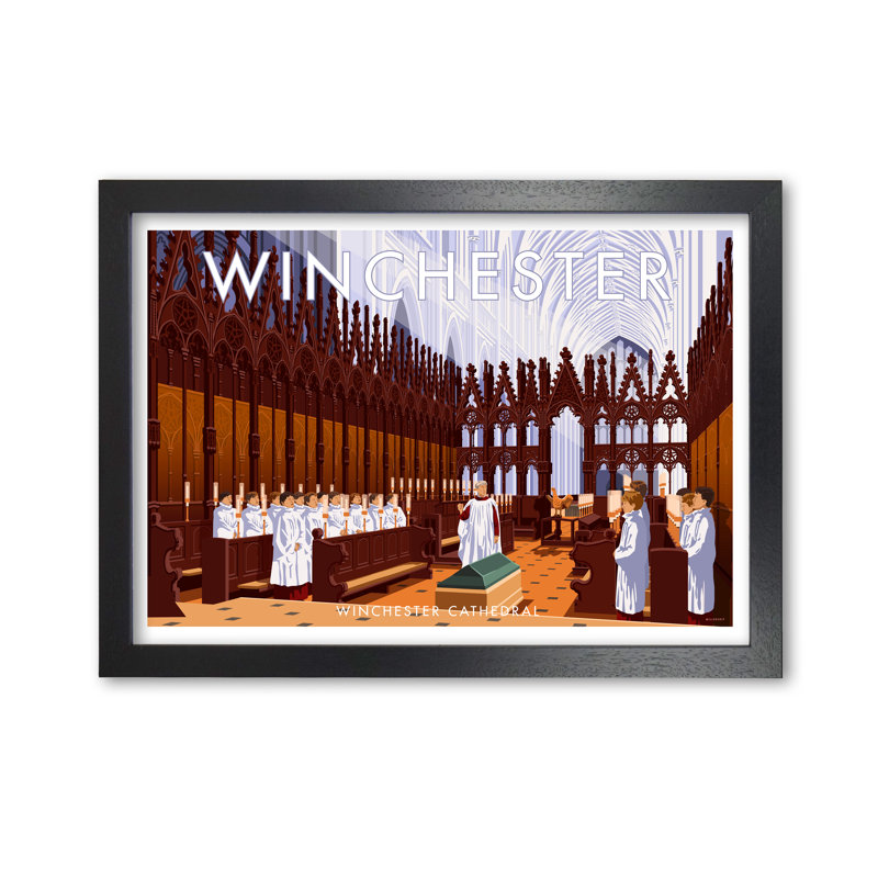 Winchester Cathedral by Stephen Millership - Print, Black, 59.4 cm H x 84.1 cm W x 5 cm D