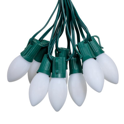 25 Feet LED C9 String Lights, 25 Bulbs with 12 Inch Spacing on Green Wire, Connect Up To 43 Strings Together, Shatterproof and Weather Resistant Removable Bulbs