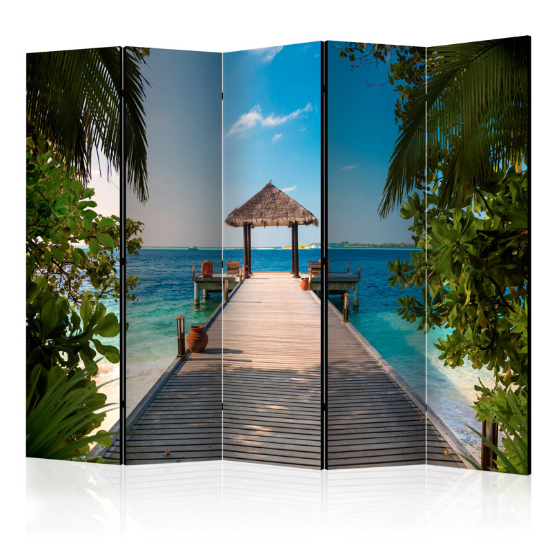 Getz 225cm W x 172cm H 5 - Panel Solid Wood Folding Room Divider