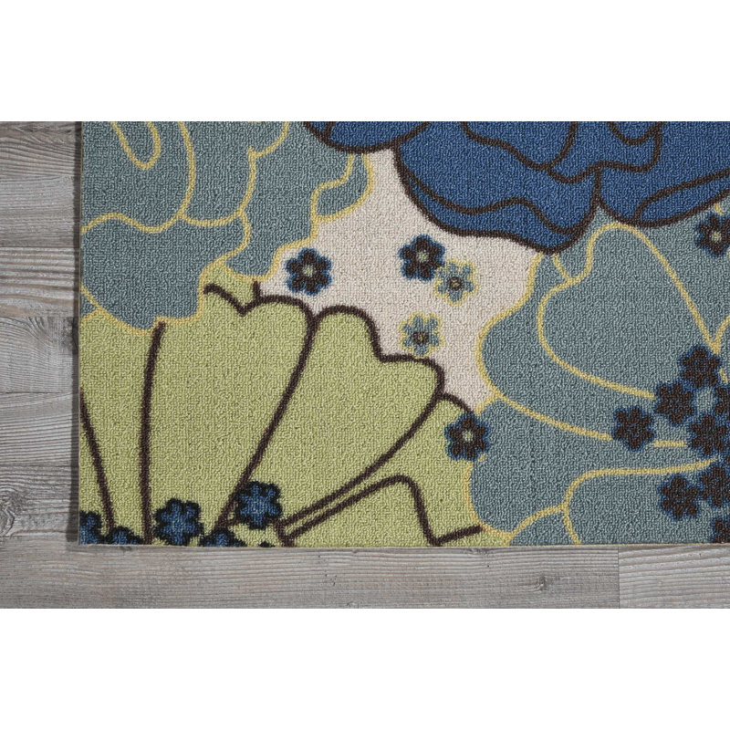 Tapis d'intérieur / extérieur bleu clair Bertran, Rectangle 5 pi 3 po x 5 pi 3 po