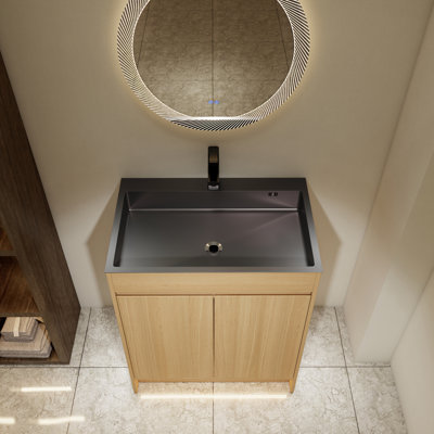 Meuble-lavabo autoportant de 28 po avec lavabo en acier inoxydable