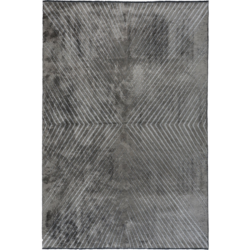 Tapis gris argenté / gris foncé Rapture, Rectangle 7 pi 10 po x 9 pi 10 po