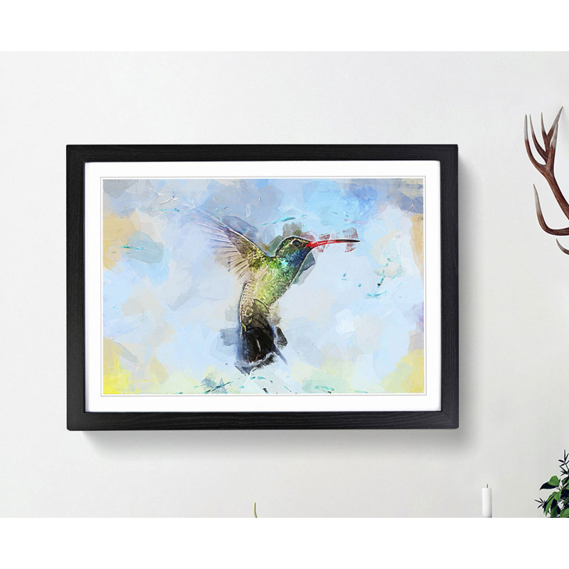 Hummingbird Paint Smudge in Abstract - Framed Print, 35cm H x 50cm W x 2cm D, Black
