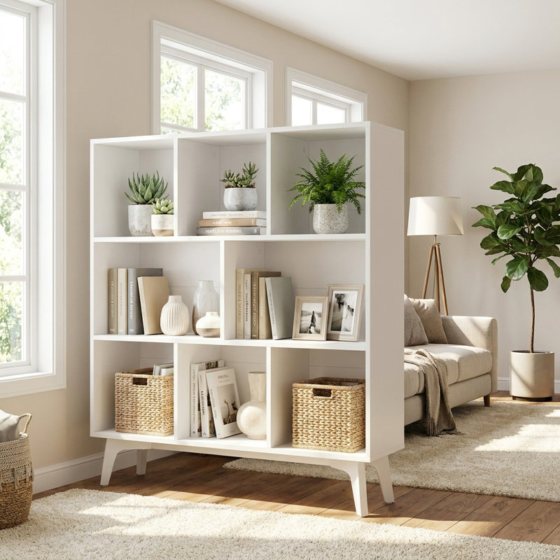Radnor Modern 8-Cube 3-Tier Open Bookshelf, White
