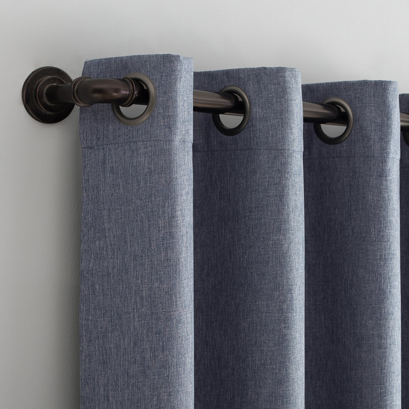 Tyrell Tonal Texture Draft Shield Fleece Insulated 100% Blackout Grommet Curtain Panel, Navy Blue, 50" W x 96" L