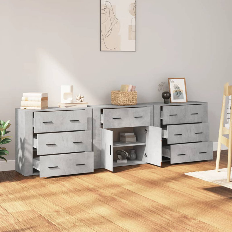 Tidioute 33 Cm Wide 7 Drawer Sideboard, Concrete Grey