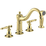 Antique Three-Hole Kitchen Sink Faucet with 8-5/8" Spout, Sidespray
