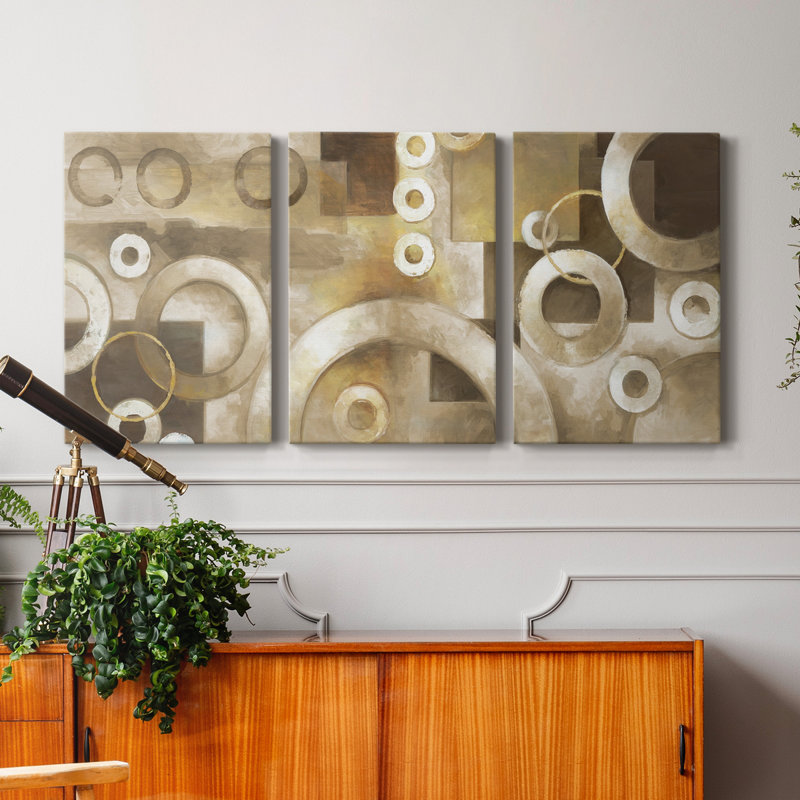 Neutral Motion - Ensemble de 3 peintures sur toile tendue, H 27 po x l 54 po x P 1 po