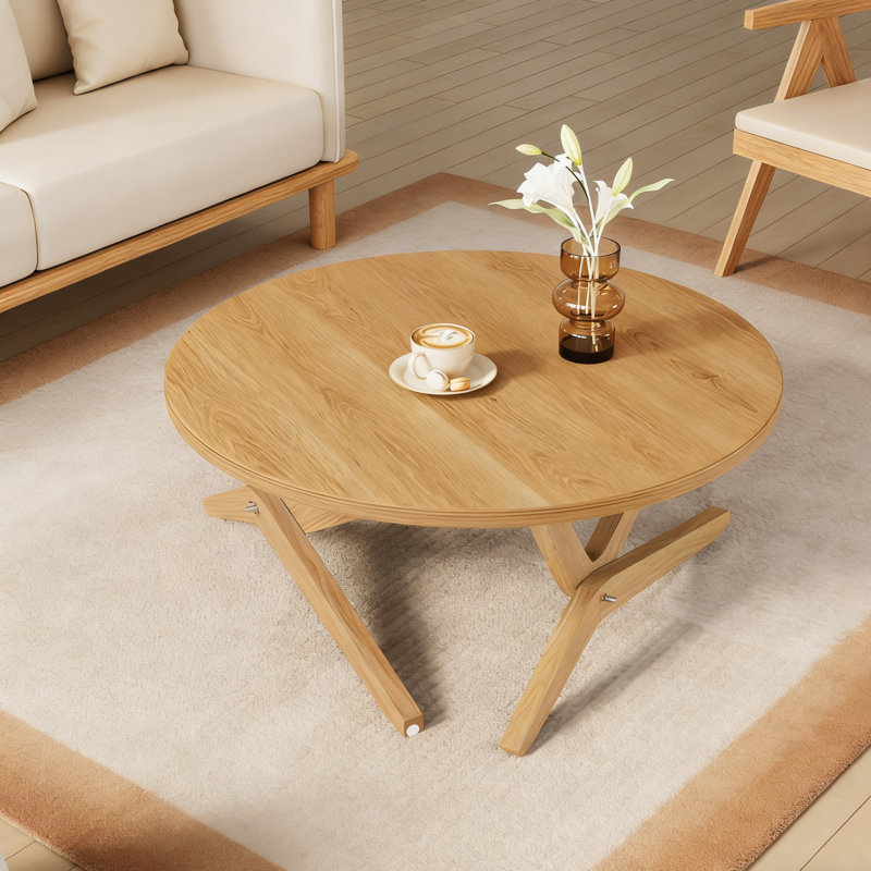 Table basse ronde 2-en-1 avec hauteur réglable