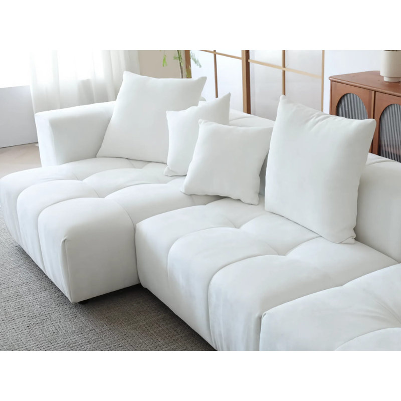 Canapé modulaire 2 places Pixel avec disposition personnalisable et savoir-faire de qualité, Tissu blanc