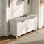 Banc de rangement pour chaussures avec rangement surélevé, banc d'entrée avec 2 sièges rembourrés, 3 compartiments et tablette réglable, armoire à chaussures pour entrée, chambre à coucher, salon