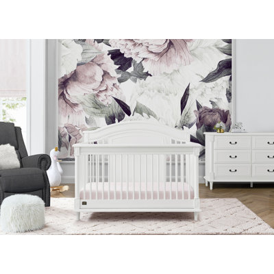 Simmons Kids Juliette 6-In-1 Convertible Crib With Toddler Rail, Greenguard Gold Certified, Bianca White