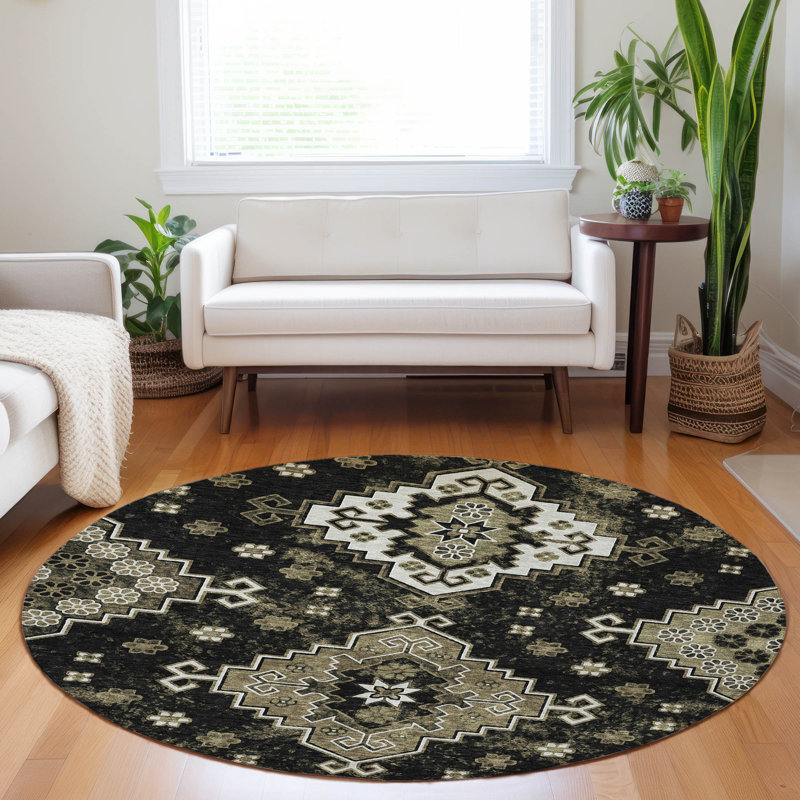  Tapis de porte d'extérieur antidérapant Malchow, Rond 8 pi