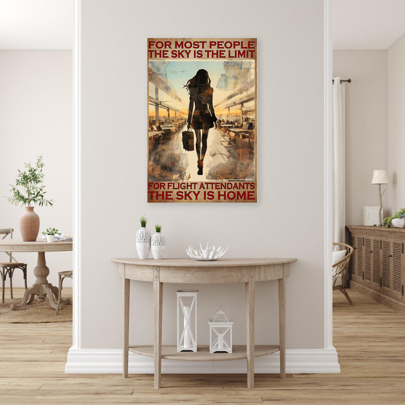 For Flight Attendants The Sky Is Home - 1 pièce, impression d'art graphique rectangulaire sur toile tendue | 0204