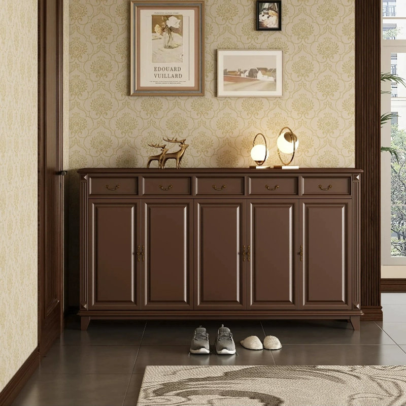 Banc de rangement pour chaussures en bois massif noyer, H 41,34 po x l 74,8 po x P 15,75 po, Noyer