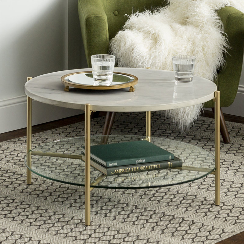Seyhan Coffee Table, White Marble/Gold 