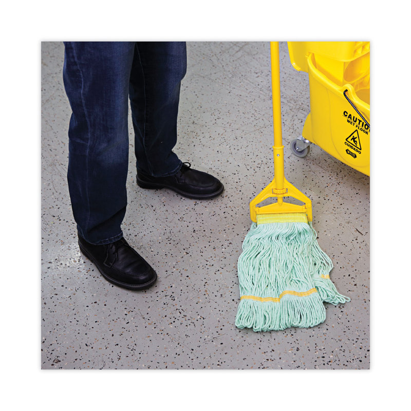 Green Medium Recycled Fiber Wet Mop Head with Canvas Binding