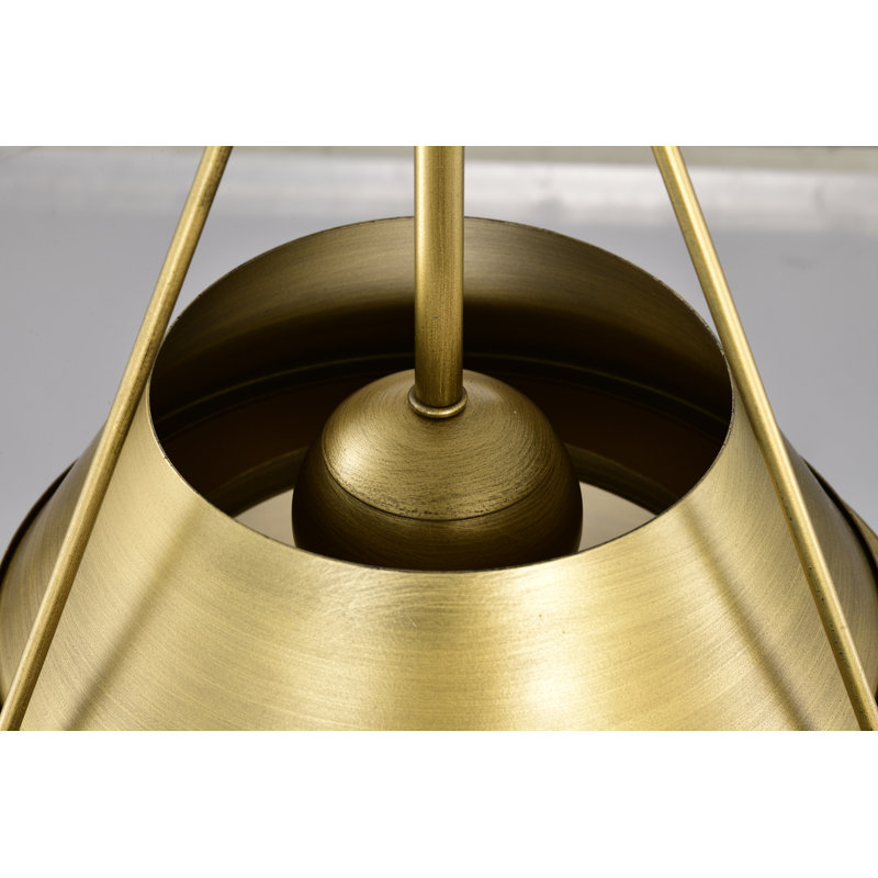 Luminaire suspendu conique à 3 lumières Marchie, Laiton naturel