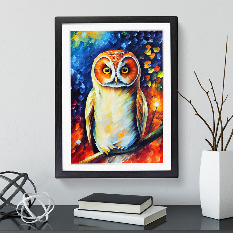 Portrait of a Barn Owl No.7 - Framed Print, 64cm H x 46cm W x 2cm D, Black Framed