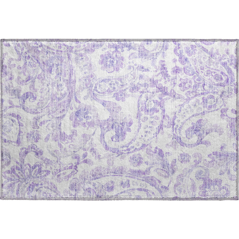 Premium Machine Washable Prisco Lavender Rug, Rectangle 1'8" x 2'6"