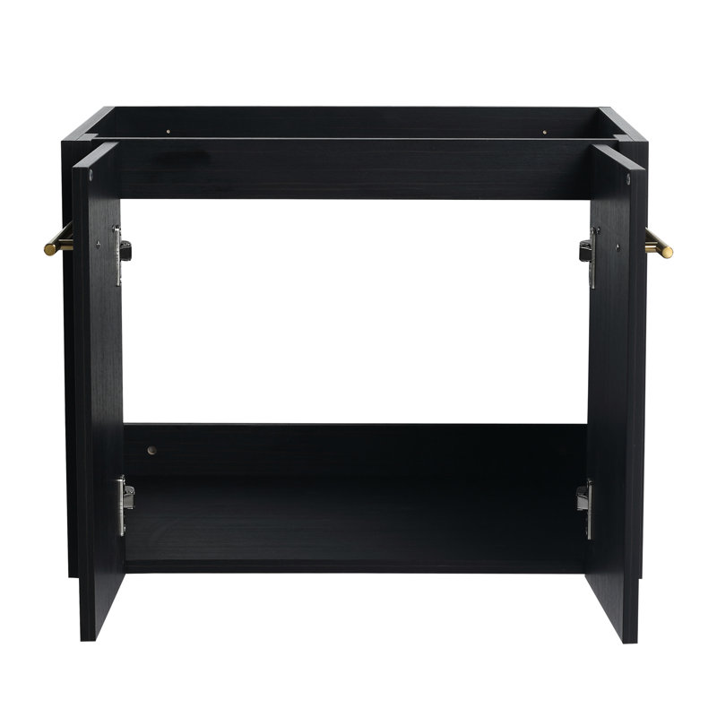 24 Inch Black Chestnut Bathroom Cabinet - Wall Mounted With Soft-Close Function And Ample Storage Vanity Modern Easy Maintenance Surface