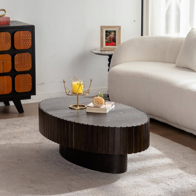 Table basse ovale, table à thé en bois pour le salon
