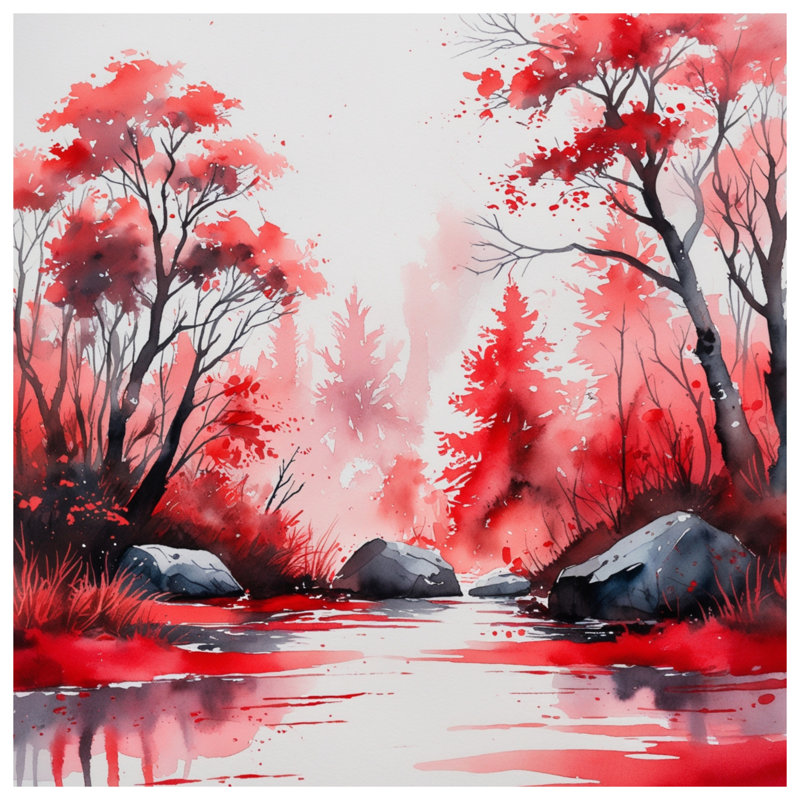 Red Autumn Forest Comforter, Queen
