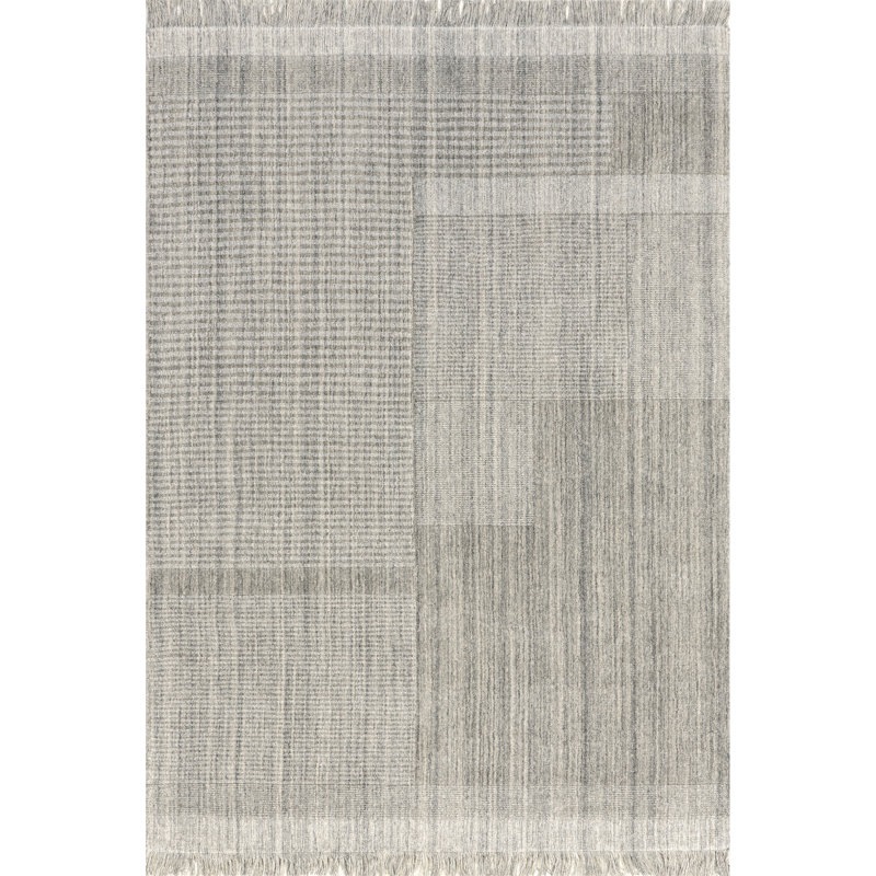 Tapis en laine mélangée à franges Seriah, Rectangle de 5 pi x 8 pi