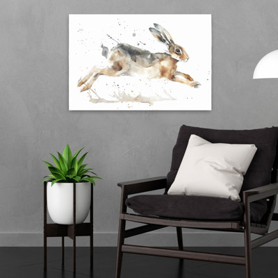 «Spring Jumper» énergique, fantaisiste, abstrait, lapin, nature, faune, art mural