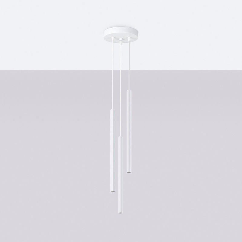 Bjarnhild 3 - Light Stainless Steel Pendant, White