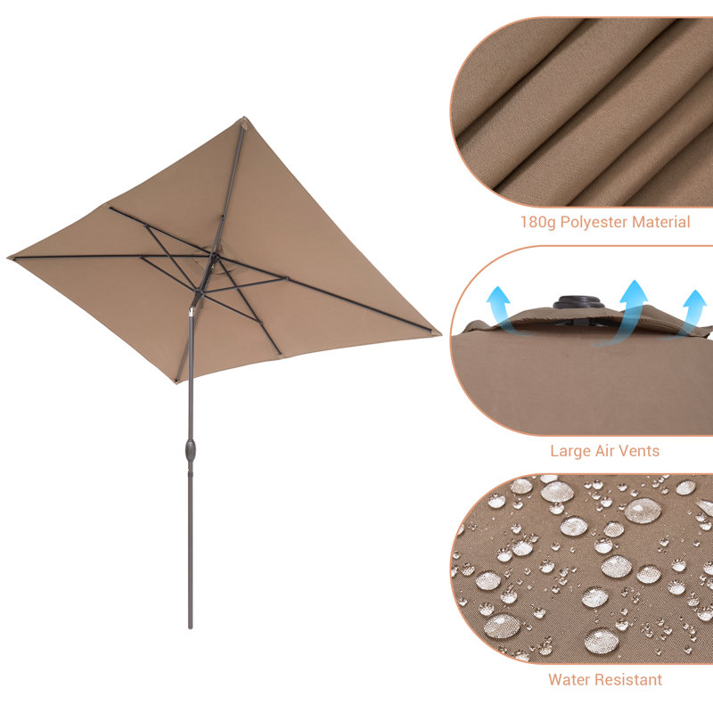 Parasol de marché rectangulaire 10' x 6,5', Taupe